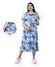 Mamma's Maternity Rayon Short Sleeves Floral & Campflauge Printed Maternity Dress With Nursing Access - Sky Blue