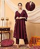 Zelena  Three Fourth Sleeves Maternity Feeding Kurta Set With Zip Nursing Access & Pockets - Wine