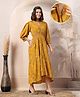 Zelena 100% Rayon Three Fourth Sleeves Bird Printed Maternity Zipless Feeding Dress With Nursing Access - Mustard