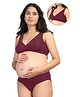 Zelena Modal Padded Maternity Feeding Bra & Panty Set - Maroon