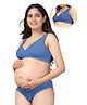 Zelena Modal Padded Maternity Feeding Bra & Panty Set - Blue