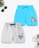 Trampoline Cotton Blend Pack Of 2 Unicorn & Hearts Printed Shorts - Grey & Sky Blue