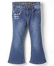 Under Fourteen Only Denim Floral Embroidered Washed Jeans - Blue