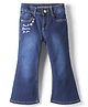 Under Fourteen Only Denim Floral Embroidered Washed Jeans - Navy Blue