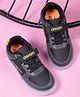 Asian Abstract Designed & Colour Blocked LED Sneaker Shoes With Velcro Closure - Grey Black