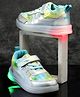 Asian Tie Die Designed LED Sneaker Shoes With Velcro Closure - Silver & Green
