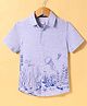 Under Fourteen Only Cotton Half Sleeves Sea Life Printed Shirt - Blue