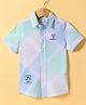 Under Fourteen Only Half Sleeves Palm Trees Printed Shirt - Blue