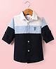 Under Fourteen Only Full Sleeves Cut & Sew Brand Name Printed Shirt - Navy Blue
