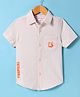 Under Fourteen Only Cotton Half Sleeves Striped & Beach Theme Printed Shirt - Beige