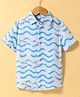Under Fourteen Only Rayon Half Sleeves Fish Printed Shirt - Blue