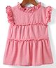 Under Fourteen Only Cotton Sleeveless Frill Detailed Schiffli Embroidered Top - Pink