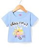 Under Fourteen Only Half Sleeves Typography Sequin Embellished Floral Applique Top - Blue