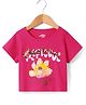 Under Fourteen Only Cotton Half Sleeves Sequin Typography Embellished Top - Pink