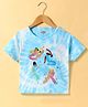 Under Fourteen Only Cotton Half Sleeves Tie Dye People Embroidered Top - Blue