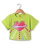 Under Fourteen Only Half Sleeves Hearts Printed Top - Green