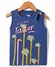Under Fourteen Only Cotton Sleeveless Typography Printed Top - Navy Blue