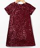 Under Fourteen Only Half Sleeves Sequins Embellished Dress - Maroon