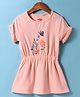 Under Fourteen Only Half Sleeves Floral Embroidered Dress - Pink