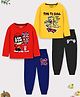 Trampoline Cotton Blend Knit Pack Of 2 Full Sleeves London Text & Baby Tiger Printed Night Suits Set - Multi Colour