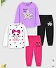 Trampoline Cotton Blend Knit Pack Of 2 Full Sleeves Star & Cat Printed Night Suits Set - Multi Colour