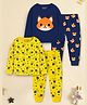 Trampoline Cotton Knit Pack Of 2 Full Sleeves Animal & Bees Printed Night Suits Set - Blue & Yellow