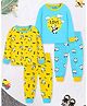 Trampoline Cotton Knit Pack Of 2 Full Sleeves Shark & Panda Printed Night Suits Set - Sky Blue & Yellow