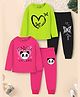 Trampoline Cotton Blend Knit Pack Of 2 Full Sleeves Panda & Butterflies Printed Night Suit Set - Multi Colour