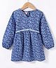 Under Fourteen Only Cotton Full Sleeves Floral Printed Dress - Blue