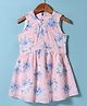 Under Fourteen Only Cotton Sleeveless Floral Printed Lace Embellished Schiffli Embroidered Dress - Peach