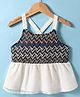 Under Fourteen Only Cotton Sleeveless Mesh Detailed & Embroidered Top - Cream