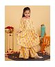 Trampoline Cotton Three Fourth Sleeves Floral Printed Lace Embellished Kurta Sharara With Dupatta Set - Yellow