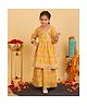 Trampoline Cotton Three Fourth Sleeves Floral Printed Lace Embellished Kurta Sharara With Dupatta Set - Multi Colour