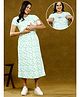 True Shape Half Sleeves Hearts Printed Maternity Gown With Nursing Access - Green