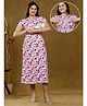 True Shape Half Sleeves Hearts Printed Maternity Gown With Nursing Access - Purple