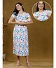 True Shape Embosis Hoseiry Half Sleeves Tie Dye Maternity Dress With Zipless Nursing Access - Blue