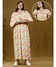 True Shape Embosis Hoisery Half Cape Sleeves Abstract Printed Maternity Dress With Nursing Access - Red