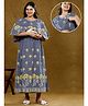True Shape Half Cape Sleeves Floral Printed Lace Embellished Maternity Dress With Nursing Access - Grey