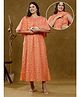 Dummy Shape Half Cape Sleeves Floral Printed Maternity Night Dress With Zipper Nursing Access - Orange