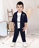 BAD BOYS Cotton Lycra Typography Printed Tee With Full Sleeves Patch Detailed Hooded Jacket & Joggers Set - Navy Blue