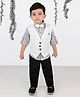 BAD BOYS Cotton Blend Full Sleeves Boats Printed 3 Piece Party Suit Set With Bow - White