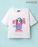 Pine Kids Cotton Knit Half Drop Shoulder Sleeves T-Shirt with Text Print - White