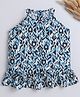 The Magic Wand Rayon Sleeveless Abstract Printed & Frill Detailed Top - Black