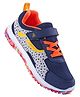 Pine Kids Velcro Closure Printed Sports Shoes - Navy Blue & Grey