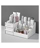 House of Quirk Makeup Organizer with 3 Drawers Plastic Storage for Vanity Cosmetic Display Cases Large Capacity - White