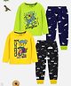 Trampoline Cotton Blend Knit Pack Of 2 Full Sleeves Dinosaur & Typography Printed Night Suit Set - Multi Colour