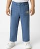 Babyhug Cotton Lycra Woven Full Length Solid Coloured Trouser With Stretch & Animal Patch - Royal Blue