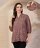Zelena  Three Fourth Sleeves Printed Maternity Zipless Feeding Top With Nursing Access - Brown