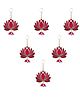 RR Crafts Velvet Handmade Wall Decor Lotus (06 Pcs- Pink) with Jhumki Style Hanging for Home Decor,Diwali Decor,Wedding and All Festival Decor | Lotus Hangings for Ganpati Decoration