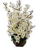 Bageecha Garden Artificial Blossom Flower with Wood Pot (White)